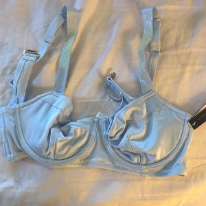 Victoria’s Secret swim light blue underwire push-up bling NWT bikini top 34D